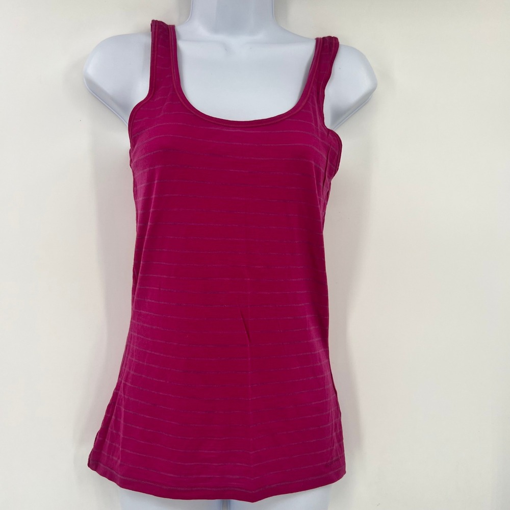Icebreaker Merino Wool Striped Tank Top Pink Womens Small Scoop Neck Base Layer